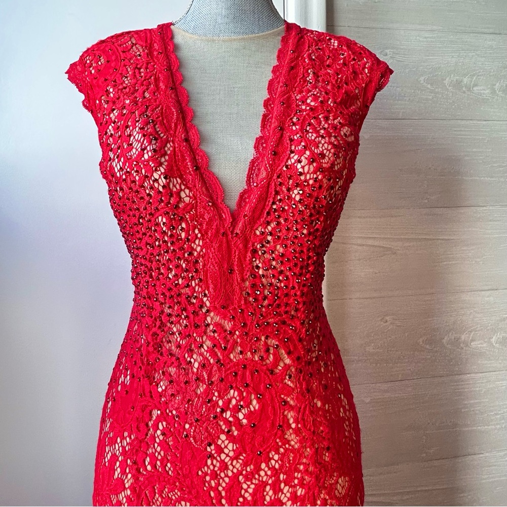 Frank Lyman Lace Layered Open Back Dress